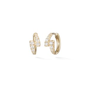 Full Diamond Lola Huggie Hoops in 18K Yellow Gold