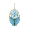 Blue Topaz, Turquoise, and Tsavorite Big Love Bug Pendant in 14K Yellow Gold