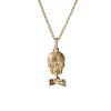 Skull with Black Bowtie Charm in 14K Yellow Gold