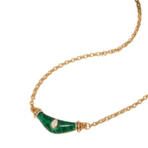 Karma Diamond Drop Necklace in Malachite