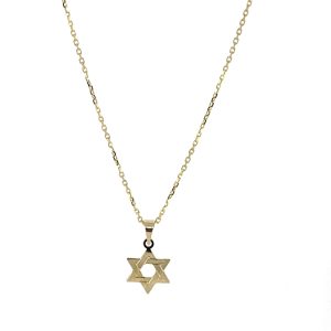 Star of David Pendant on Petite Dezi Chain in 14K Yellow Gold