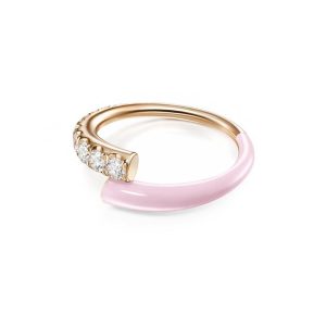 Lola Ring with Pastel Pink Enamel in 18K Yellow Gold