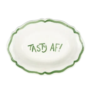 Oval Serving Dish “Tasty Af” - Green