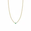 3mm Floating Emerald Necklace on Small Box Chain