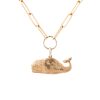 Large Whale Charm with Pave Bail on Large Oval Cable Chain 18" 14K Yellow Gold