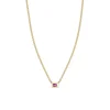 Emerald Cut Pink Sapphire Necklace in 14K Yellow Gold