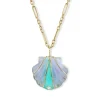 Large Stone Shell Pendant with Blue Chalcedony & Chrysoprase