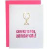 Cheers Birthday Girl Paper Clip Letterpress Card