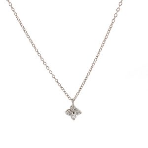 Quad Prong Set Diamond Pendant Necklace in 14K White Gold