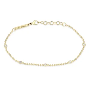 5 Floating Diamond Station Bead Chain Bracelet