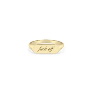 "fuck off" Elongated Hexagon Signet Ring Size 6