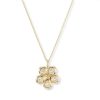 Mini Petal Flower Necklace with Diamond Pears
