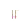 Diamond and Pink Sapphire Short Tennis Drop Earrings in 14K Yellow Gold