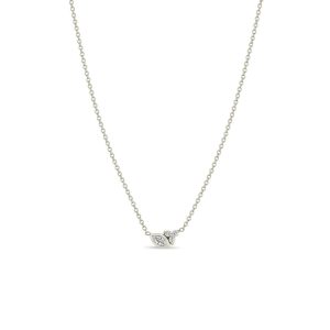 Marquise and Trio Diamond Necklace in 14K White Gold