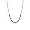 Blue Sapphire Tennis Station Small Curb Chain Necklace in 14K Yellow Gold