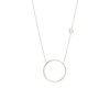 Medium Circle Necklace with Floating Diamond in White Gold
