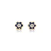 Small Blue Sapphire Flora Studs in 18K Yellow